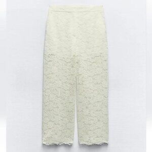 ZARA LACE DETAIL CROPPED PANTS